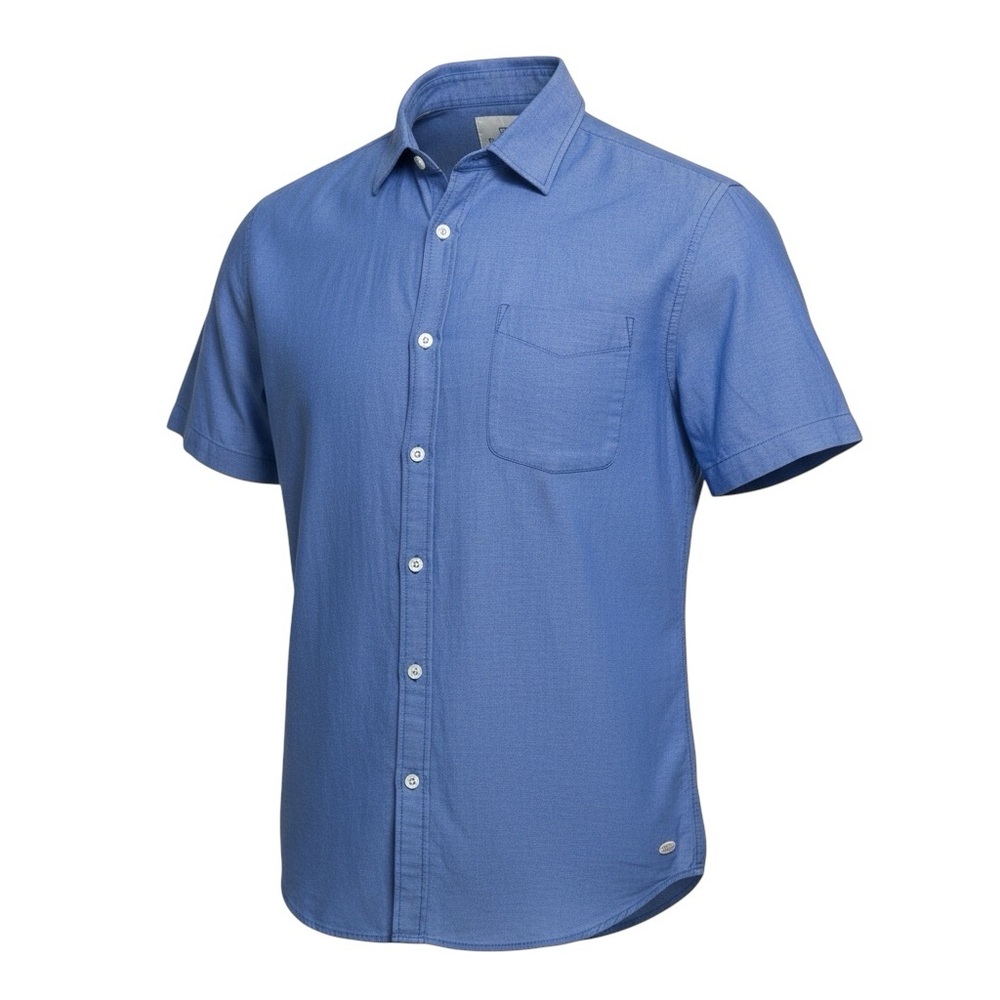 🔵 Scotch & Soda‎ Men’s Blue Chambray Shirt | Short Sleeve Button-Up | Size M